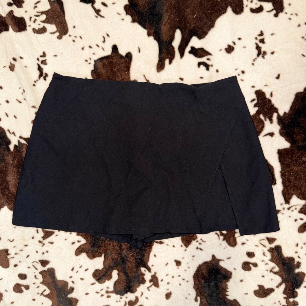 Arula Skort Women B Black Wrap Front Slit Mini Skirt Shorts Minimalist